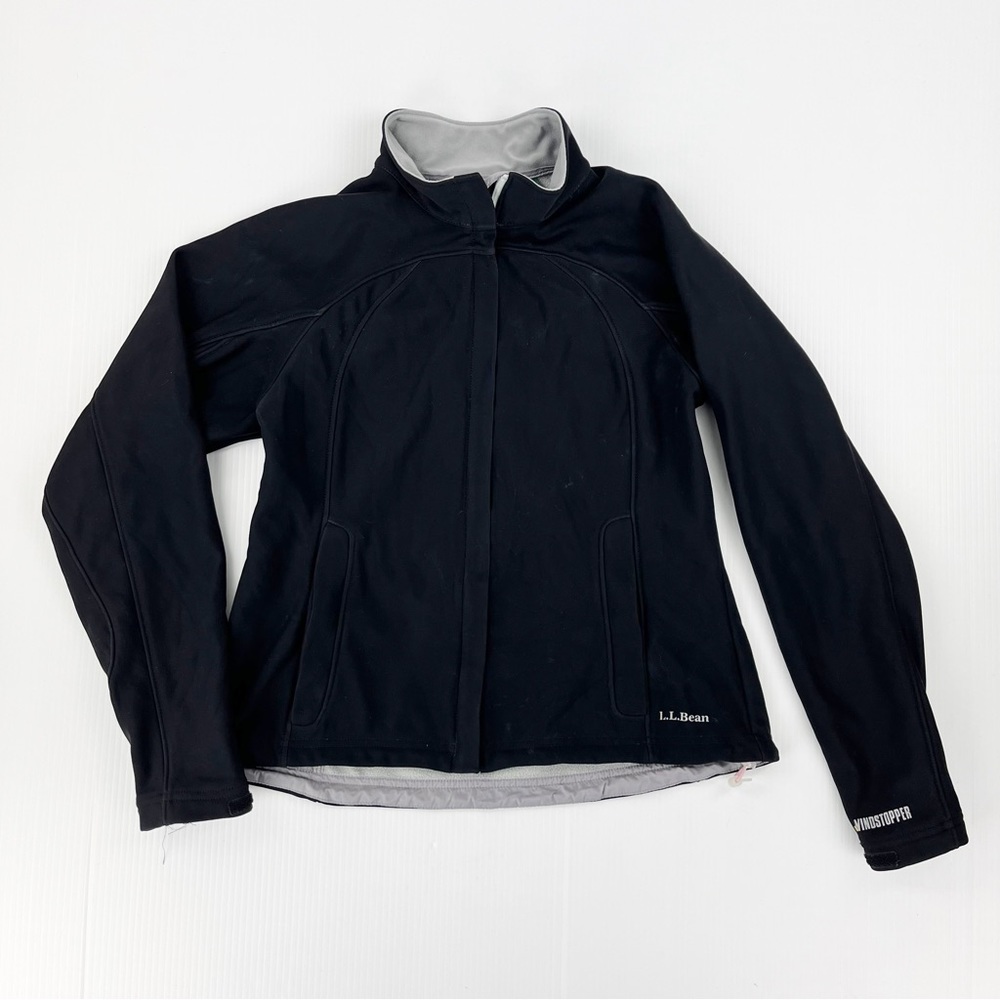 LL Bean Nylon Black Full Zip Windstopper Windbreaker Jacket Top